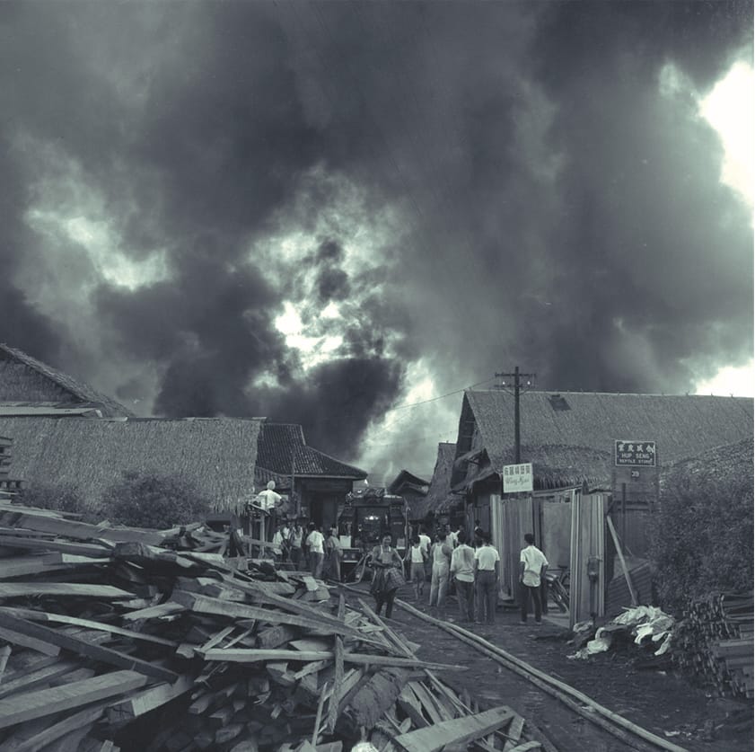 A huge fire destroyed houses in Geylang in November 1963. Source: The Straits Times © SPH Media Limited. Permission required for reproduction.
